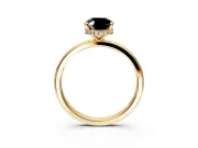 Hidden Halo Engagement Ring Setting for Fancy Black Oval Center with Plain Band and Tall Prong Head in Yellow Gold