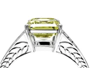 Split Shank Engagement Ring Setting for Fancy Yellow Asscher Cut Center with Pave Split Shank and Prong Head in Platinum