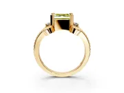 Solitaire Engagement Ring Setting for Fancy Yellow Asscher Cut Center with Twisted Band and Scroll Prong Head in Yellow Gold
