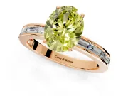 Solitaire Engagement Ring Setting for Fancy Yellow Oval Center with Channel Baguette Band and Prong Head in Rose Gold