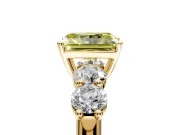 5 Stone Engagement Ring Setting for Fancy Yellow Radiant Cut Center with Graduated Accents and Prong Head in Yellow Gold