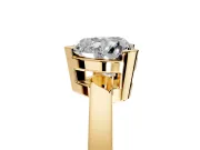 Solitaire Engagement Ring Setting for Heart-Shaped Center with Plain Band and Flat Tab Prong Head in Yellow Gold