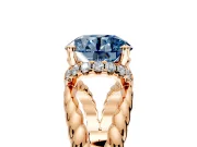 Halo Engagement Ring Setting for Fancy Blue Round Cut Center with Rope Twist Split Shank and Prong Head in Rose Gold
