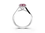 Solitaire Engagement Ring Setting for Fancy Pink Round Cut Center with Cathedral Channel Band and Prong Head in Platinum
