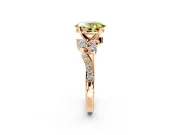 Solitaire Engagement Ring Setting for Fancy Yellow Oval Center with Marquise Accent Twist Band and Prong Head in Rose Gold