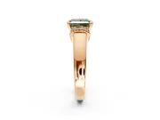 Solitaire Engagement Ring Setting for Fancy Green Princess Cut Center with Wide Band, Pave Collar and Prong Head in Rose Gold