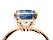Minimalist Solitaire Engagement Ring Setting for Fancy Blue Princess Cut Center with Thin Band and Prong Head in Rose Gold