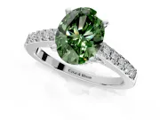 Solitaire Engagement Ring Setting for Fancy Green Oval Center with Crossover Accents and Prong Head in Platinum