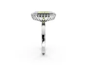 Halo Engagement Ring Setting for Fancy Yellow Radiant Cut Center with Milgrain Bezel Rim, Plain Band and Prong Head in Platinum