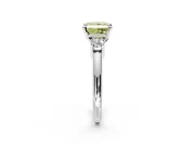 3 Stone Engagement Ring Setting for Fancy Yellow Princess Cut Center with Wide Plain Band and Prong Head in Sterling Silver