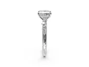 Cluster Engagement Ring Setting for Princess Cut Center with Round Cut Accent Band and Prong Head in Sterling Silver