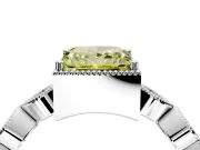 Vintage Station Engagement Ring Setting for Fancy Yellow Princess Cut Center with Accents and Prong Head in White Gold