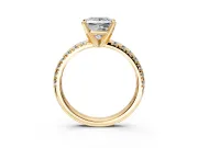 Solitaire Engagement Ring Setting for Princess Cut Center with Large Accents and Prong Head in Yellow Gold