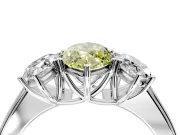 3 Stone Engagement Ring Setting for Fancy Yellow Marquise Center with Raised Basket Heads and Prong Head in White Gold