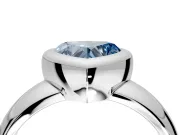 Solitaire Engagement Ring Setting for Fancy Blue Heart-Shaped Center with Wide Band and Bezel Head in Platinum