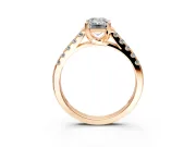 Solitaire Engagement Ring Setting for Emerald Cut Center with Partway Pave Band and Prong Head in Rose Gold