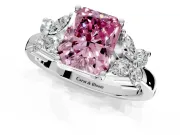 Floral Engagement Ring Setting for Fancy Pink Radiant Cut Center with Marquise Cluster Shoulders and Prong Head in White Gold