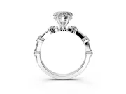 Solitaire Engagement Ring Setting for Heart-Shaped Center with Bezel Station Band and Prong Head in Platinum
