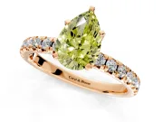 Solitaire Engagement Ring Setting for Fancy Yellow Pear-Shaped Center with Large Accents and Prong Head in Rose Gold