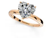 Solitaire Engagement Ring Setting for Heart-Shaped Center with Plain Band and Tulip Prong Head in Rose Gold