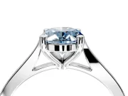 Solitaire Engagement Ring Setting for Fancy Blue Oval Center with Tapered Shoulders and Prong Head in Sterling Silver