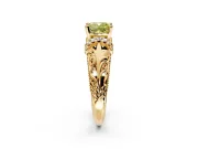 Solitaire Engagement Ring Setting for Fancy Yellow Cushion Cut Center with Filigree Accent Basket and Prong Head in Yellow Gold