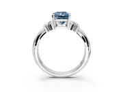Solitaire Engagement Ring Setting for Fancy Blue Radiant Cut Center with Grooved Bar Accent Band and Prong Head in White Gold