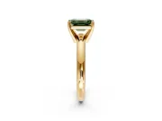 Solitaire Engagement Ring Setting for Fancy Green Emerald Cut Center with Wire Band and Prong Head in Yellow Gold