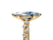 Cluster Engagement Ring Setting for Fancy Blue Marquise Center with Round Cut Accent Band and Prong Head in Yellow Gold