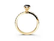 Open Basket Engagement Ring Setting for Fancy Black Pear-Shaped Center with Pave Band and Prong Head in Yellow Gold