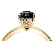 Solitaire Engagement Ring Setting for Fancy Black Pear-Shaped Center with Fine Wire Band and Prong Head in Yellow Gold