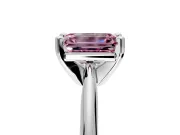Solitaire Engagement Ring Setting for Fancy Pink Emerald Cut Center with Knife Ridge Band and Claw Prong Head in Platinum