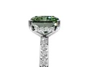 Solitaire Engagement Ring Setting for Fancy Green Radiant Cut Center with Fine Pave Band and Prong Head in Sterling Silver