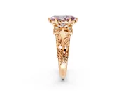 Solitaire Engagement Ring Setting for Fancy Pink Marquise Center with Filigree Accent Basket and Prong Head in Rose Gold