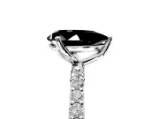 Solitaire Engagement Ring Setting for Fancy Black Pear-Shaped Center with Fine Pave Accents and Prong Head in Sterling Silver