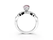 Solitaire Engagement Ring Setting for Fancy Pink Marquise Center with Criss-Cross Accent Band and Prong Head in White Gold