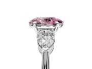 3 Stone Engagement Ring Setting for Fancy Pink Oval Center with Large Pear-Shaped Accents and Prong Head in Sterling Silver