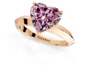 Solitaire Engagement Ring Setting for Fancy Pink Heart-Shaped Center with Wide Knife Ridge Band and Prong Head in Rose Gold