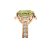 Floral Engagement Ring Setting for Fancy Yellow Radiant Cut Center with Four Accent Clusters and Prong Head in Rose Gold