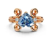 Solitaire Engagement Ring Setting for Fancy Blue Heart-Shaped Center with Twisted Band and Scroll Prong Head in Rose Gold