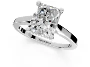 Solitaire Engagement Ring Setting for Radiant Cut Center with Tapered Shoulders and Prong Head in Platinum