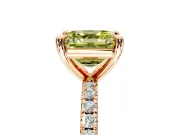 Solitaire Engagement Ring Setting for Fancy Yellow Asscher Cut Center with Fine Pave Narrow Band and Prong Head in Rose Gold