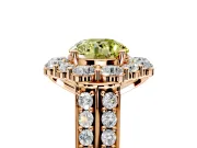 Large Accent Halo Engagement Ring Setting for Fancy Yellow Round Cut Center with Pave Split Shank and Prong Head in Rose Gold