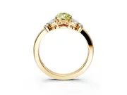Solitaire Engagement Ring Setting for Fancy Yellow Pear-Shaped Center with Marquise Flower Shoulders and Prong Head in Yellow Gold