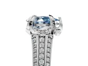 Solitaire Engagement Ring Setting for Fancy Blue Pear-Shaped Center with Accented Split Shank and Prong Head in Sterling Silver