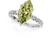 Solitaire Engagement Ring Setting for Fancy Yellow Marquise Center with Shared-Prong Accents and Prong Head in Sterling Silver