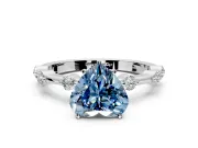 Solitaire Engagement Ring Setting for Fancy Blue Heart-Shaped Center with Bezel Station Band and Prong Head in Platinum