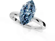 Solitaire Engagement Ring Setting for Fancy Blue Marquise Center with Plain Band and Tulip Prong Head in White Gold