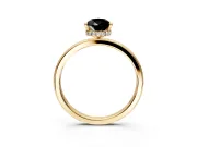 Hidden Halo Engagement Ring Setting for Fancy Black Pear-Shaped Center with Plain Band and Tall Prong Head in Yellow Gold