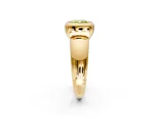 Solitaire Engagement Ring Setting for Fancy Yellow Cushion Cut Center with Wide Band and Bezel Head in Yellow Gold